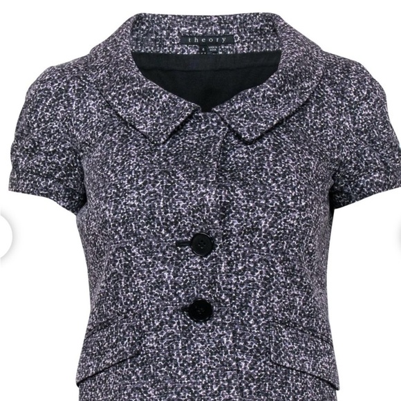 THEORY RARIAS TWEEDY Dotted Cotton Short Sleeve Jacket Blazer Size 2 - Picture 7 of 13